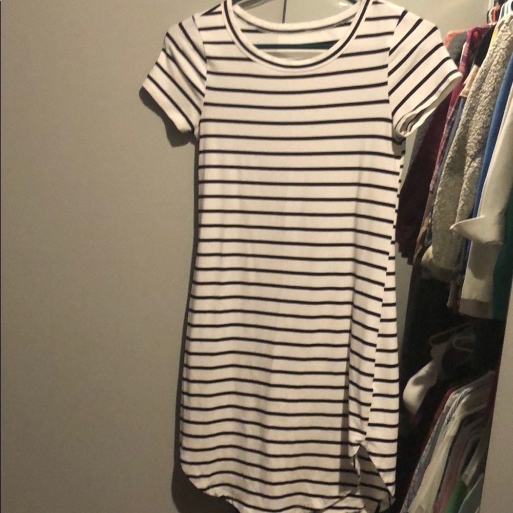Black and white striped dress